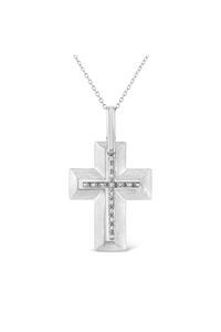 Prong-Set Diamond Accent Bold Cross Necklace